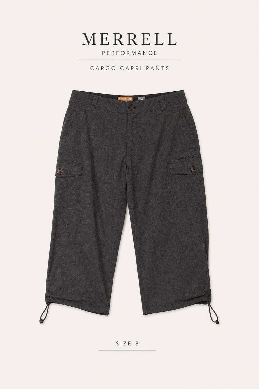 Merrell Opti Wick UPF 50 Cargo Capri Hiking Pants Gray Women's Size 8 Outdoor